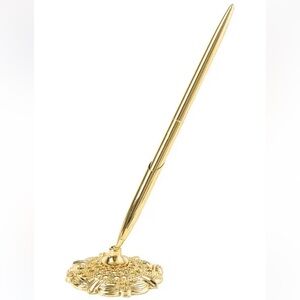 Elegant Gold Pen with Ornate Stand